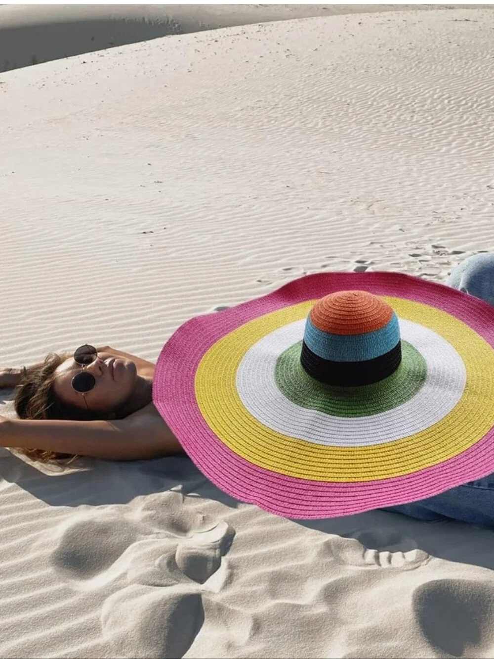 Bright Multicolor Packable Floppy Straw Sun Hat
